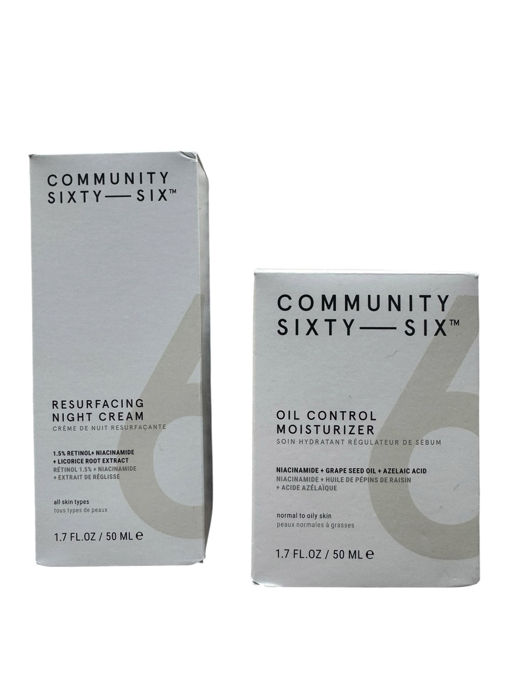 Community Sixty-Six Resurfacing Night Cream & Oil Control Moisturizer Bundle NIB - Picture 2 of 4